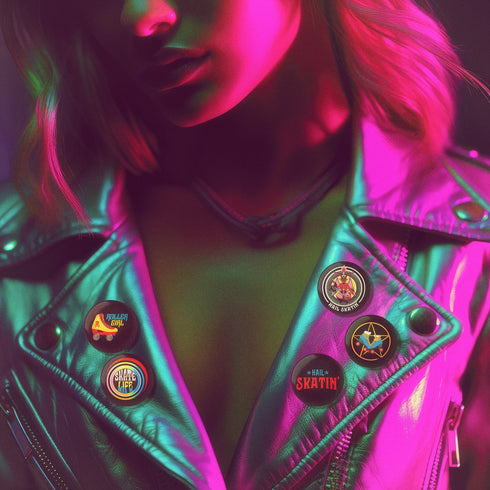 Roll with It Roller Skate Button Pins Set - 5 Pack, Skater Love, Roller Skate Accessories, Roller Skate Gifts, Roller Skate Pins